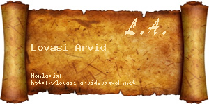 Lovasi Arvid névjegykártya